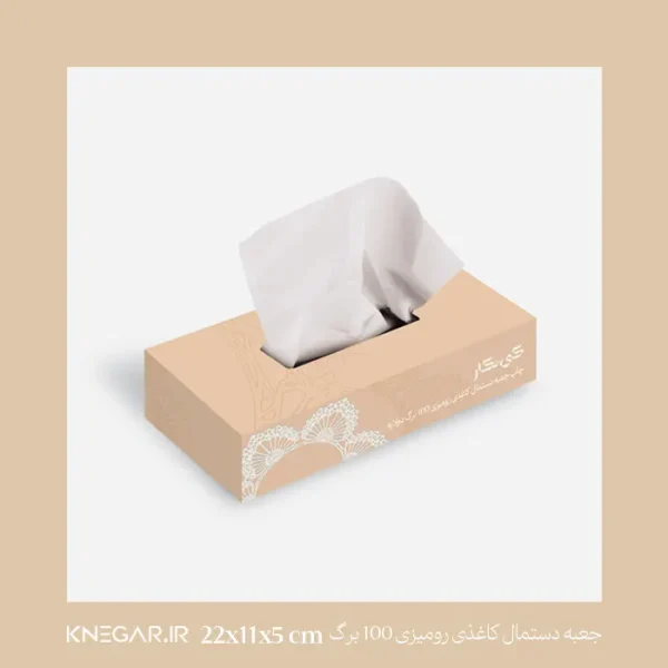 جعبه دستمال کاغذی رومیزی 100 برگ دولایه مناسب محیط اداری و خانگی با بسته‌بندی مقاوم و زیبا