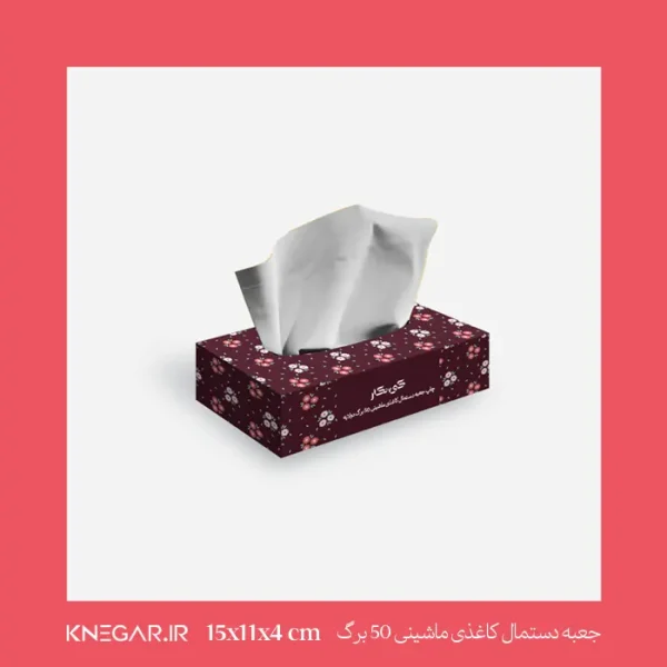 جعبه دستمال کاغذی ماشینی 50 برگ دولایه مخصوص خودرو با اندازه مناسب و بسته‌بندی مقاوم در برابر رطوبت